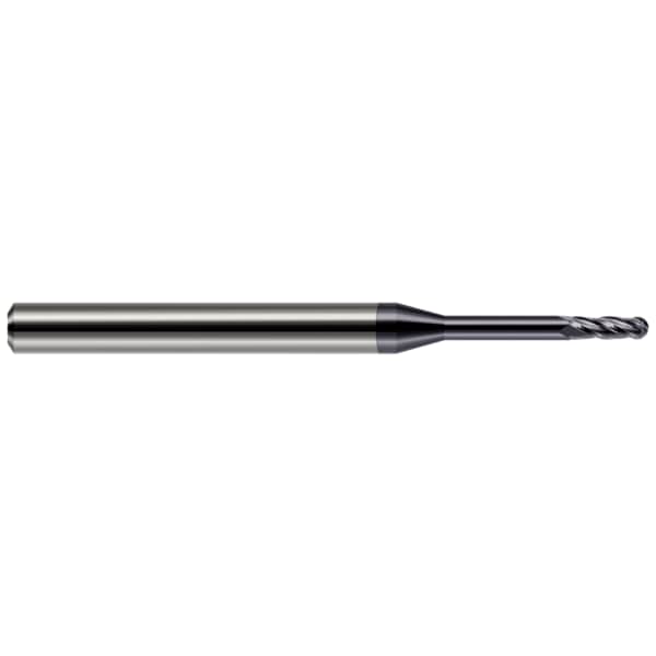 Miniature End Mill - 4 Flute - Ball, 0.0650", Finish - Machining: AlTiN